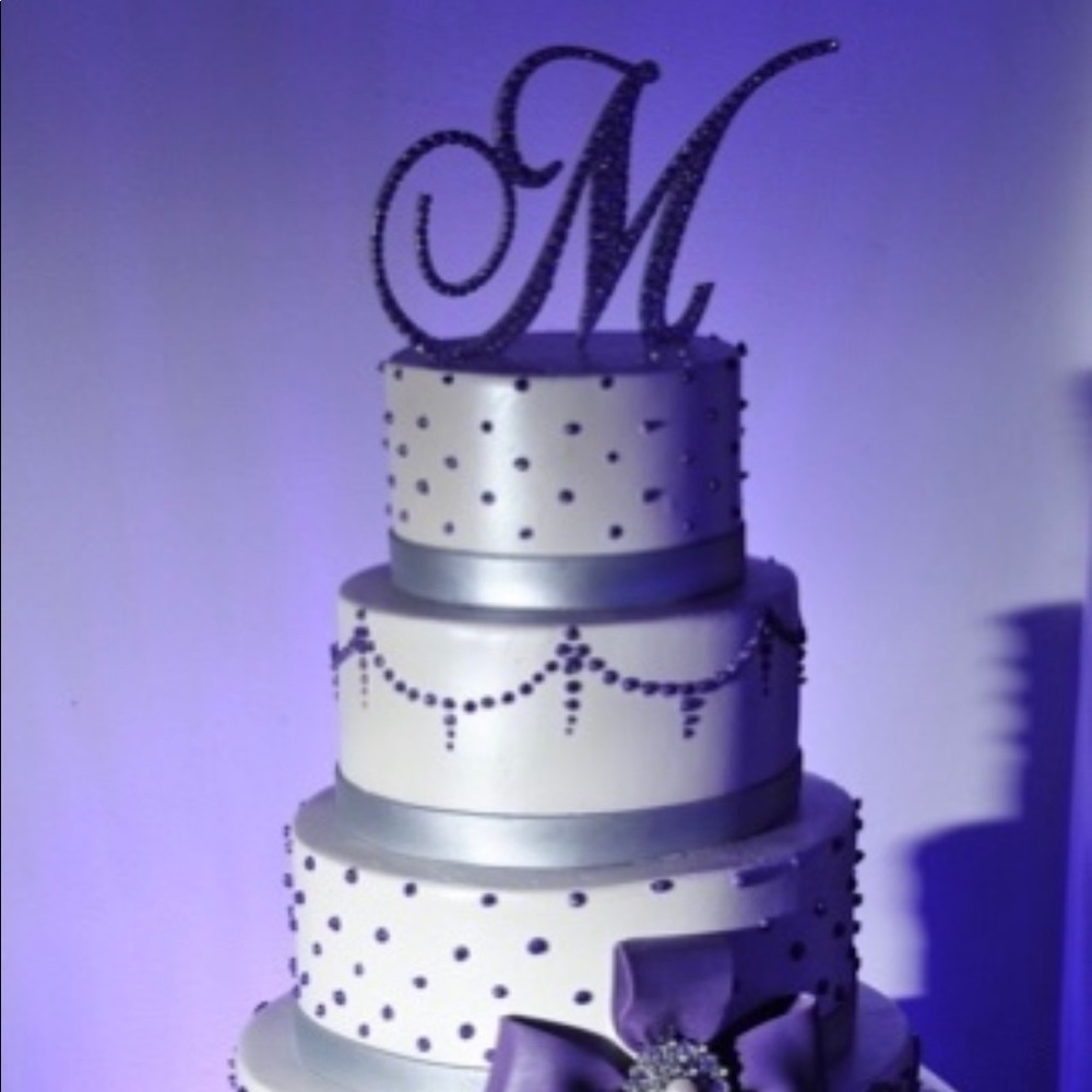 Swarovski crystal monogram Cake topper letter M
